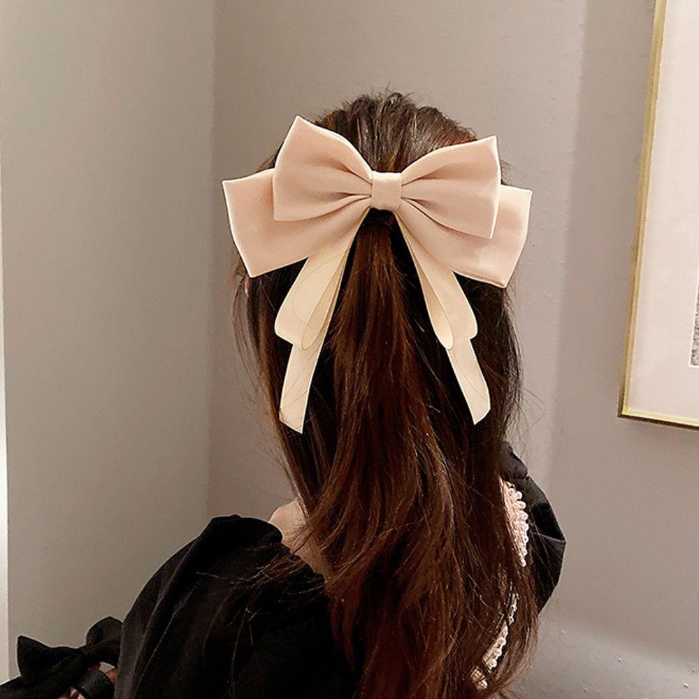 Kẹp Tóc Nơ Lớn Bằng Satin Thanh Lịch Cho Nữ
