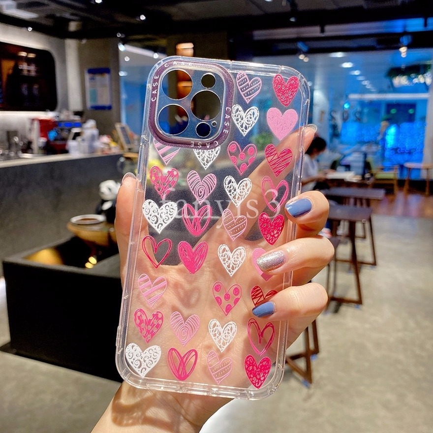 Ready Stock Ốp iPhone 12 11 Pro Max 12 Mini Xs Max XR 7 8 6 6s Plus Casetify Ins Color Love Transparent Phone Case Soft TPU Protective Coverr