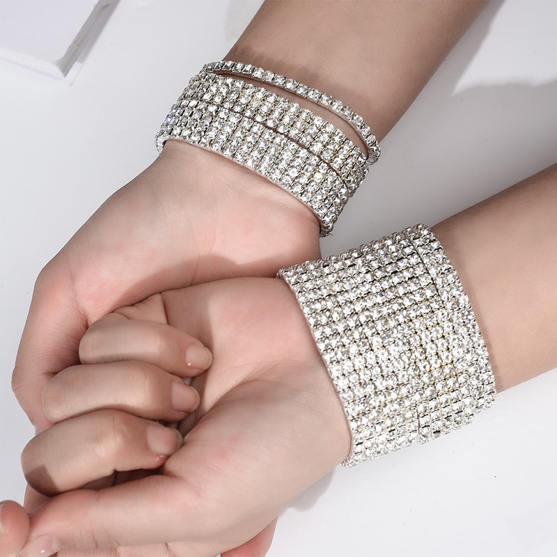 Vòng Tay Nhiều Lớp Đính Đá Pha Lê Lấp Lánh Sang Trọng Cho Nữ