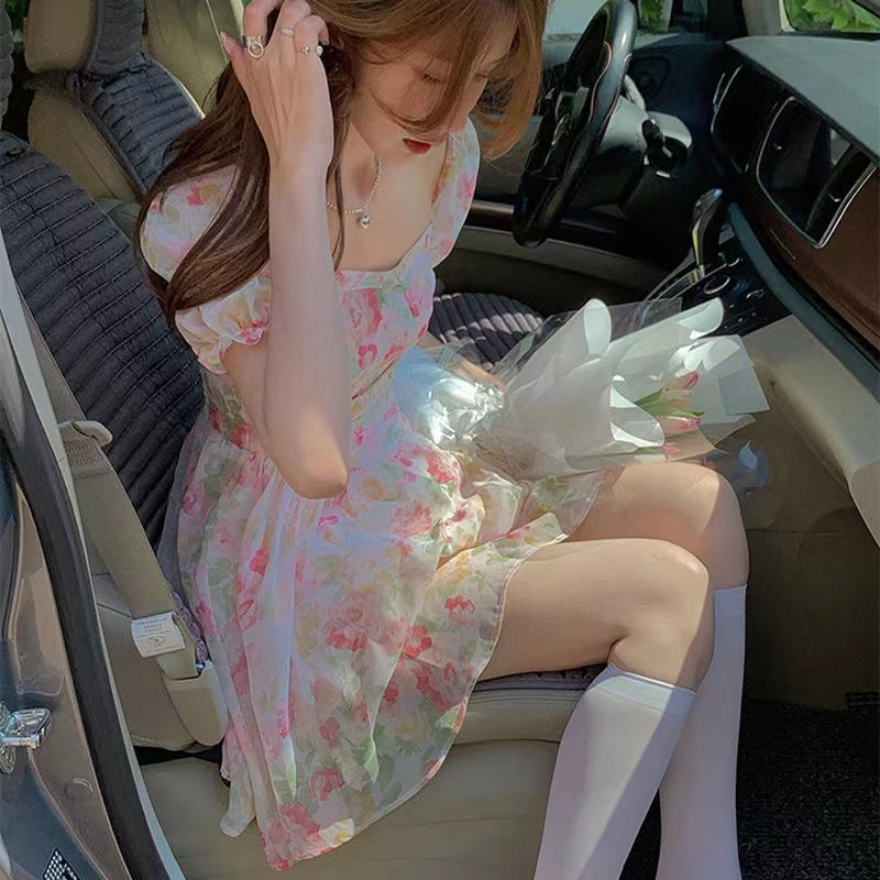 Đầm Ngắn In Họa Tiết Tranh Sơn Dầu Phong Cách Mới Thời Trang Mùa Hè Dành Cho Nữ 2022