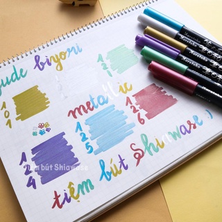 Bút Màu Calligraphy Nhũ Metallic Kuretake Zig Fudebiyori Metallic Brush Pen - 6 Màu Bán Lẻ