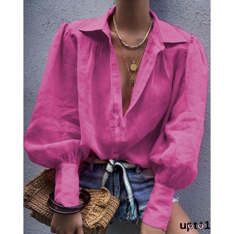 ☀Sun❤2019 New Fashion Women´s Office Button Shirt Clothing Long Sleeve Blouse Sexy V-neck Tops Shirt | BigBuy360 - bigbuy360.vn