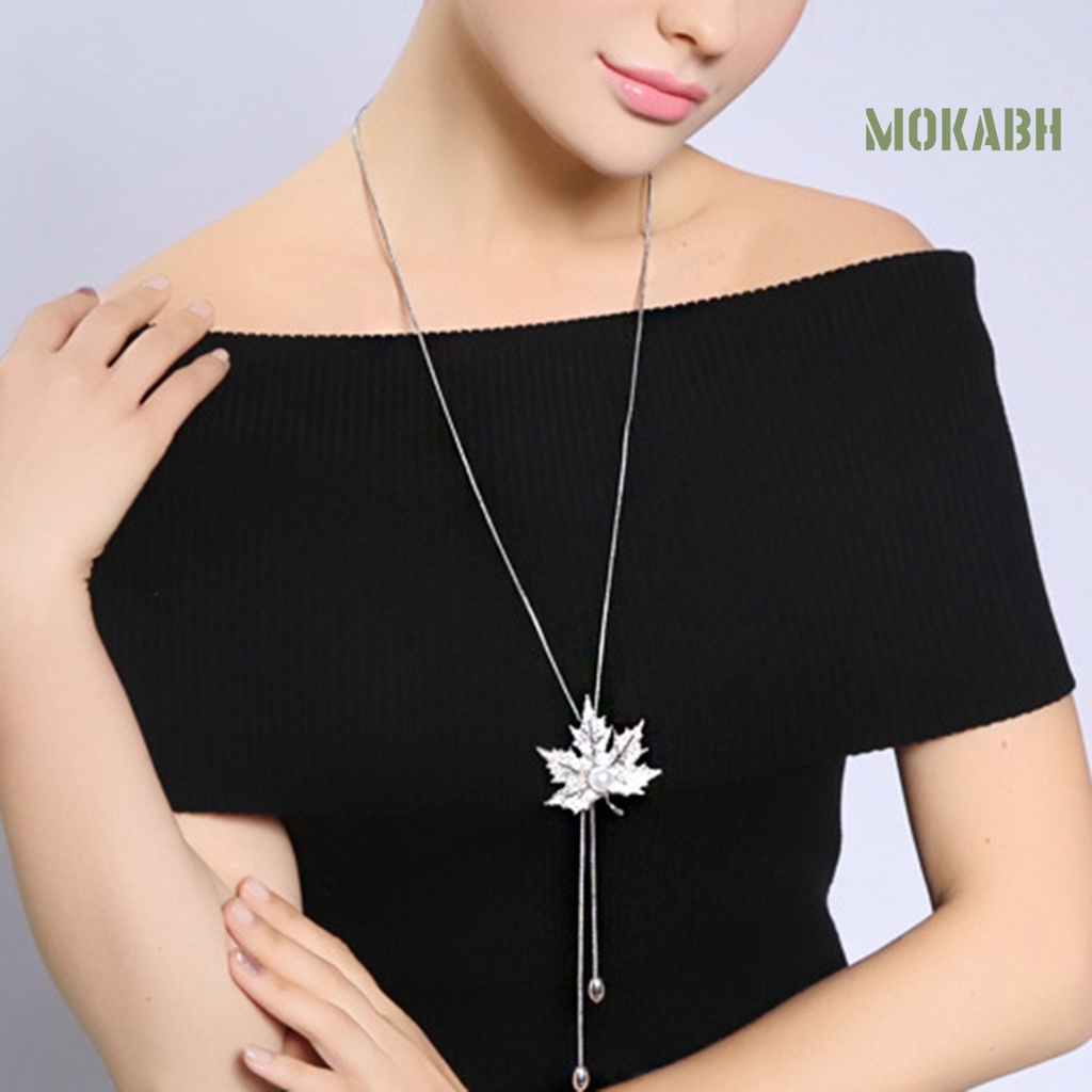 Vòng cổ Hợp Kim Mặt Hình Lá Phong Đính Đá Thời Trang Cho Nữ