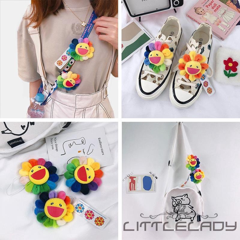 Bông hoa Takashi Murakami Kaikai KikiGIADUNGTONGKHO1Phụ kiện cài trang trí áo, balo, túi ví nhồi bông màu sắc cầu vồng