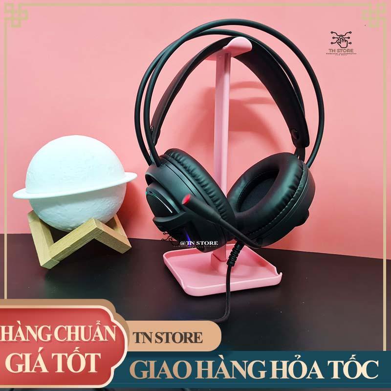 Tai nghe máy tính gaming chụp tai có mic giả rẻ màu đen LED tự đổi màu có dây TN Store TNXL