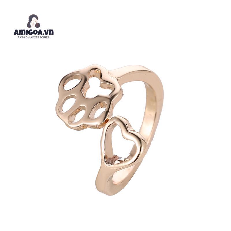 Nhẫn Hở Họa Tiết Chân Chó Đơn Giản Sáng Tạo