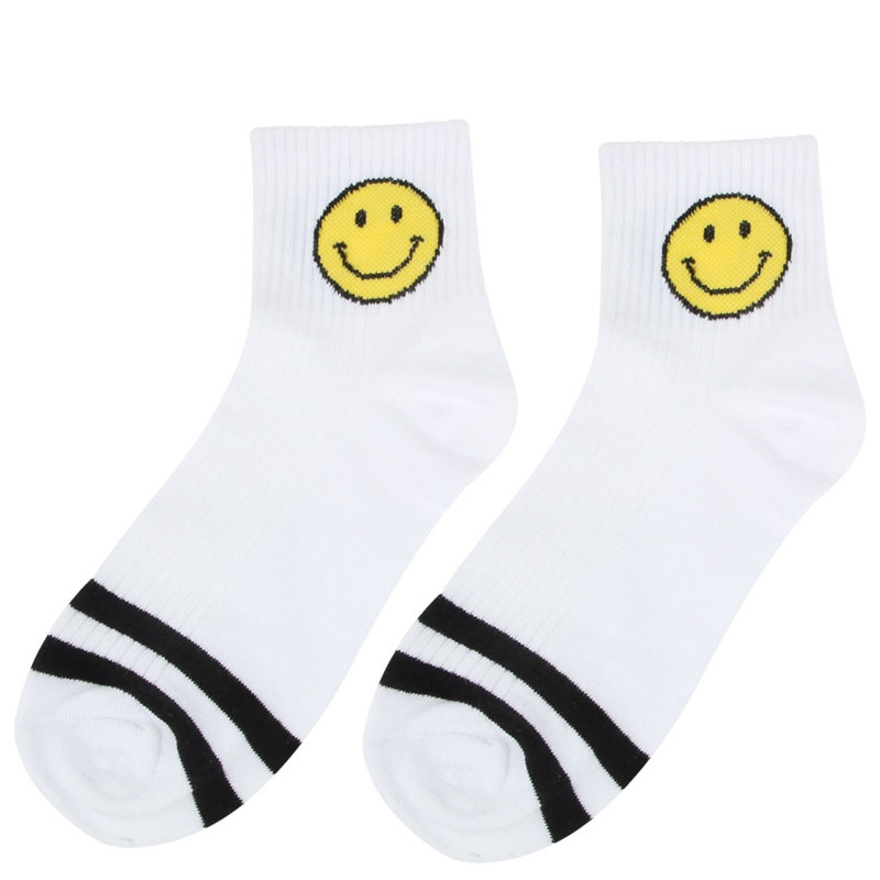 Vớ Thể Thao Họa Tiết Mặt Cười Hoạt Hình Phong Cách Hàn Quốc Cho Nam Và Nữ