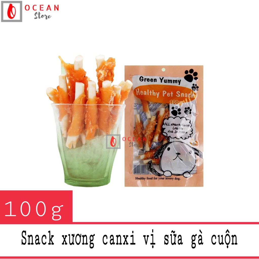 Bánh thưởng xương canxi vị sữa gà cuộn cho chó - Snack 03