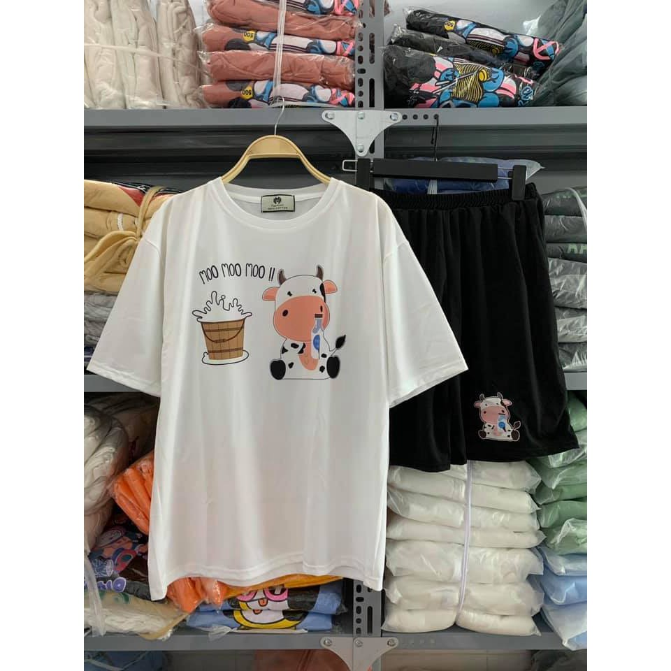 set bộ mặc nhà .di chơi,dạo phố.in hoạt hình siêu dễ thương. thun cotton,co giản, thấm hút mồ hôi tốt ,Đồ Bộ Mặt Nhà