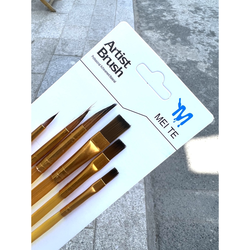 Bộ Cọ Vẽ 6 Cây Chuyên Nghiệp Artist Brush - Dùng Cho Màu Nước/Bột/Sơn Acrylic 30S Store M836 Màu Vàng