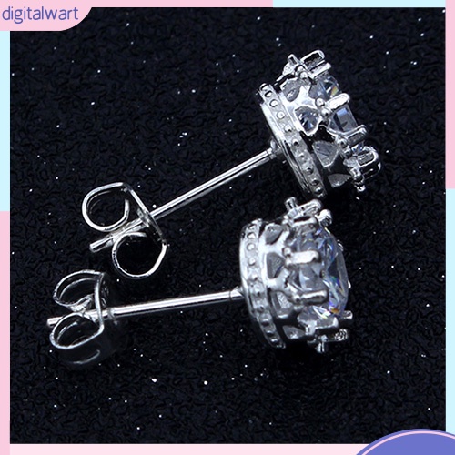 Khuyên Tai Mạ Bạc Đính Đá Hình Vương Miện Xinh Xắn Dành Cho Nữ