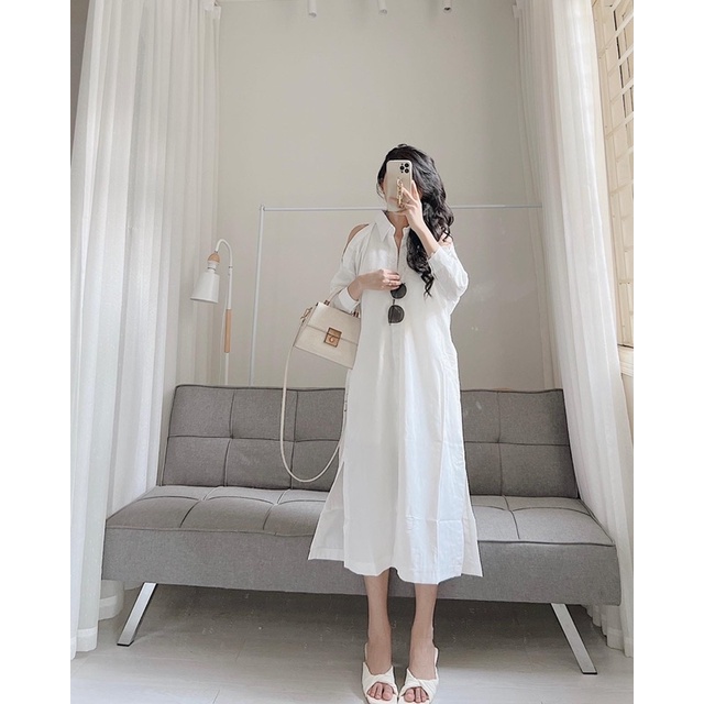 Váy xuông cut out vai kèm buộc eo Samhyewear