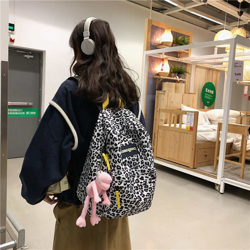 Ba Lô Đi Học Chống Thấm Nước In Họa Tiết Da Báo Thời Trang Cho Cặp Đôi