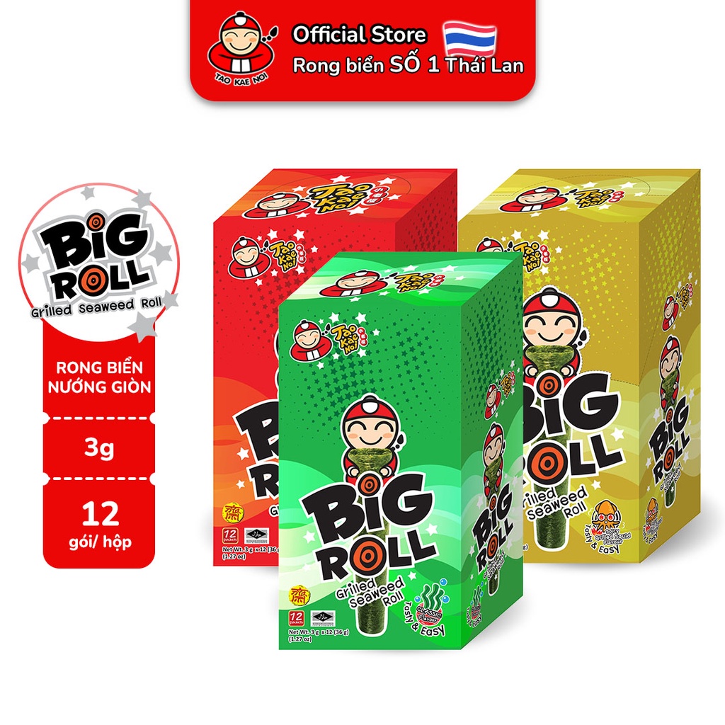 Snack rong biển TaoKaeNoi BIG ROLL 3g 12 gói