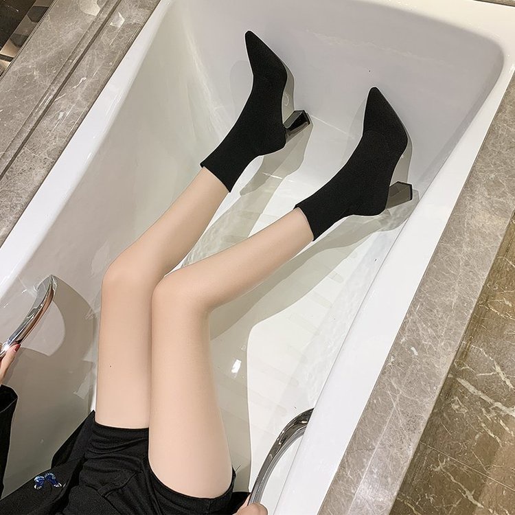 Giày Bốt Cao Gót Mũi Nhọn Thời Trang Cho Nữ
