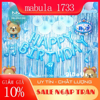 Freeship combo trang trí sinh nhật tuổi chuột - bé trai - 003-thôi nôi bé tuổi chuột- happy birthday- set bóng sinh nhật