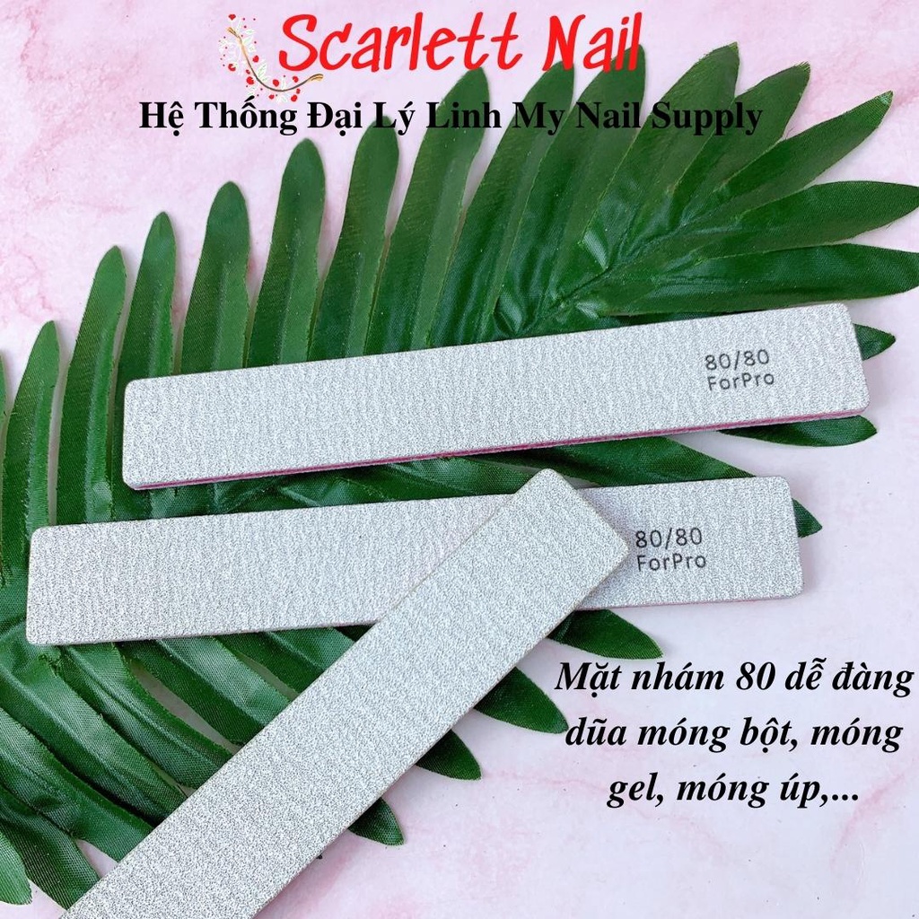 Dũa Móng Nail For Pro Xám Lõi Hồng Độ Nhám 80/80 - Dũa Móng Phá Gel Phá Bột