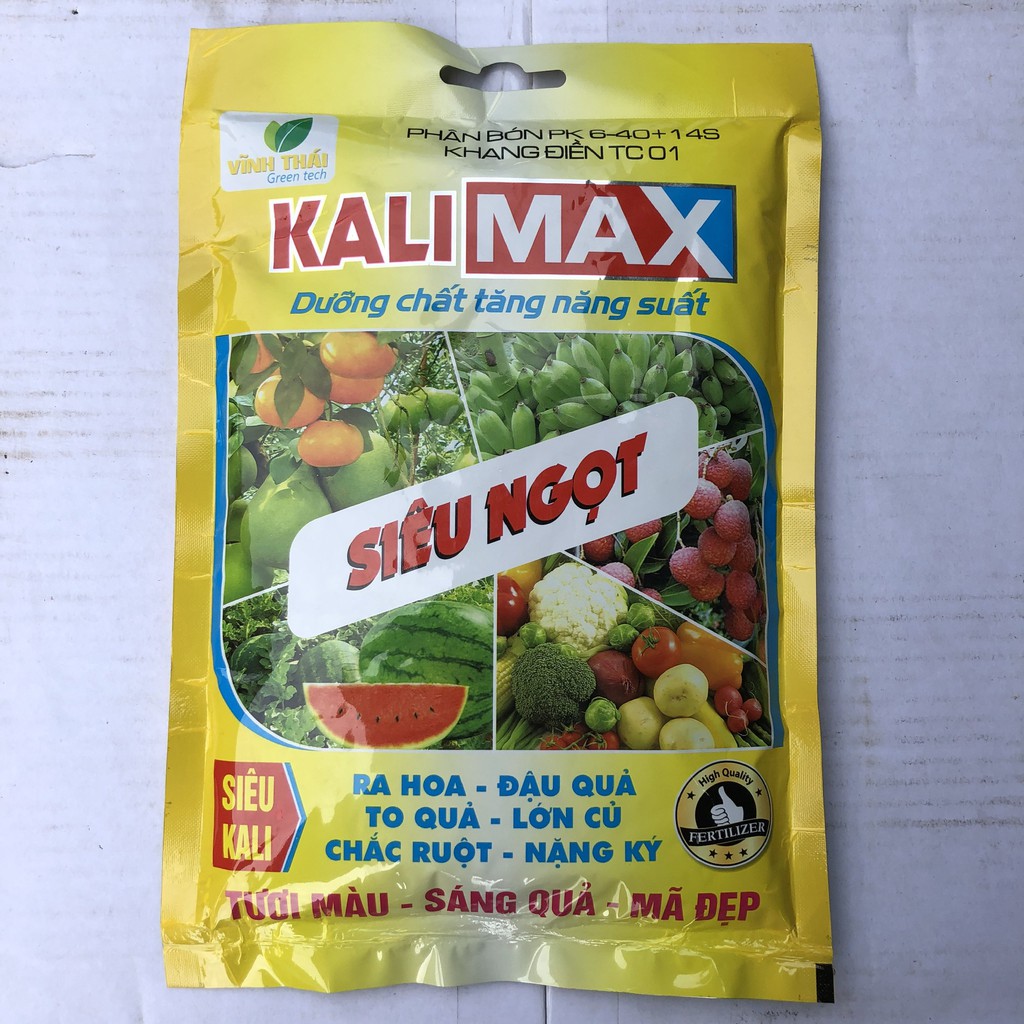 Phân Siêu Kali trắng, Kali max siêu ngọt túi 1kg chuyên dùng cây ăn quả, cây lấy củ