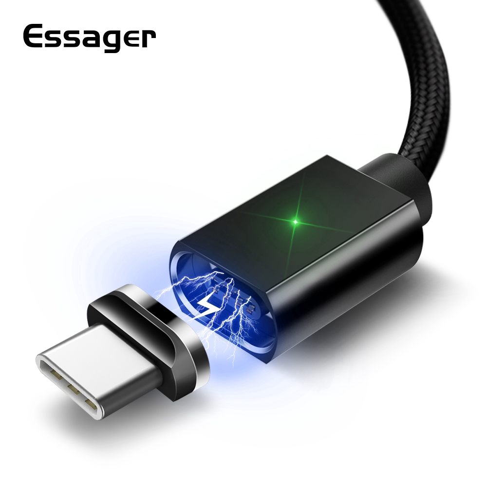 Dây cáp sạc và truyền dữ liệu Essager cổng USB loại C với thiết kế nam châm từ tính tiện dụng