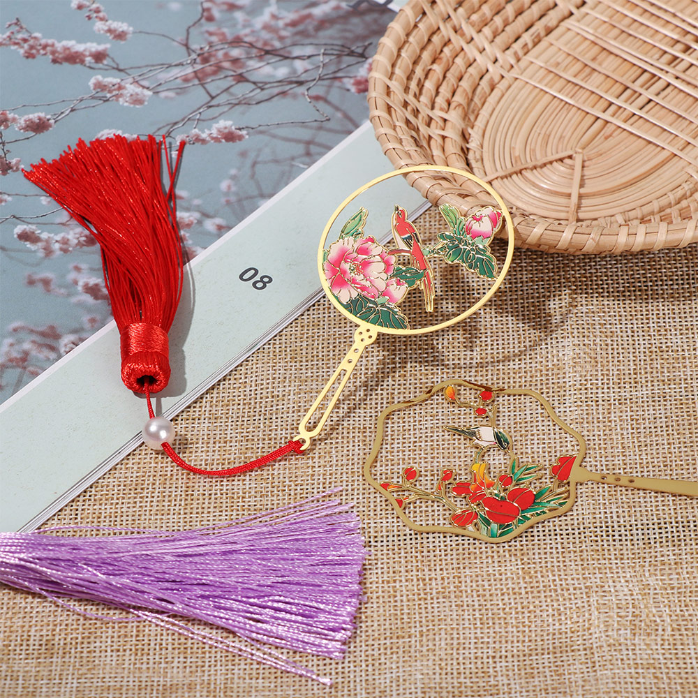 Kẹp Đánh Dấu Sách Bằng Đồng Thau Phối Tua Rua Màu Sắc Retro Dành Cho Học Sinh/Văn Phòng Mihan