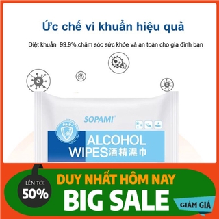 Khăn giấy ướt có cồn alcohol wipes diệt kháng khuẩn đa năng lau bếp .