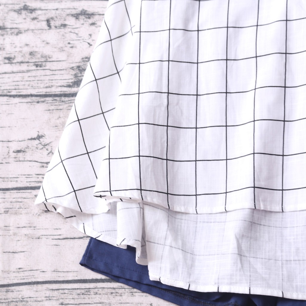 ÁO VÁY MORI KẺ Ô DÁNG XÒE