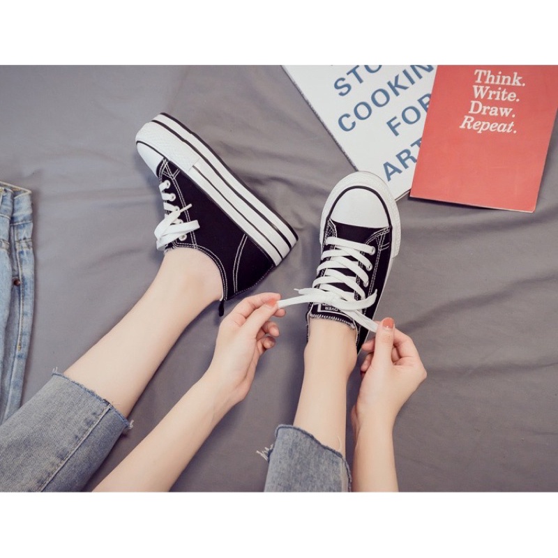 Giầy độn đế form gọn cao 8cm 3 màu thời trang GDS00901