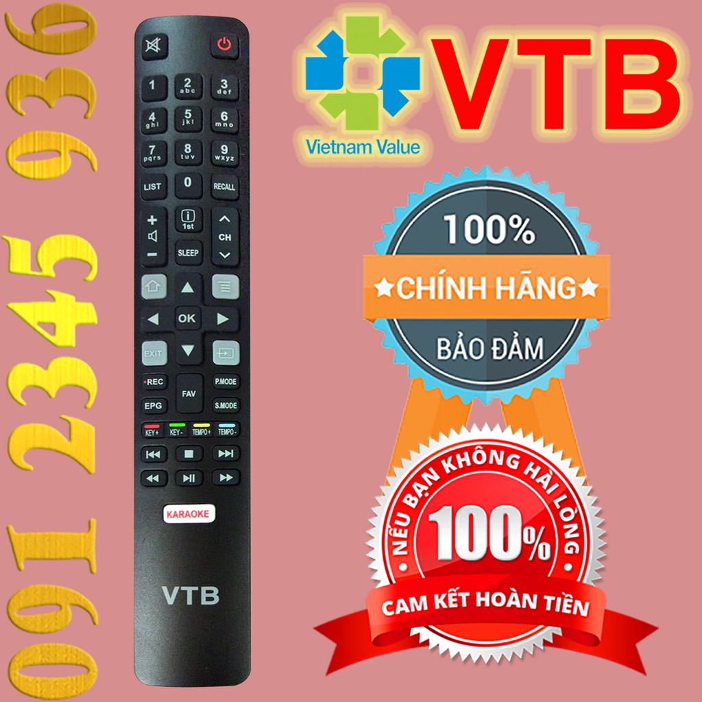 Điều khiển VTB có ''KARAOKE'' + "CHÍNH HÃNG'' cho Tivi Smart.