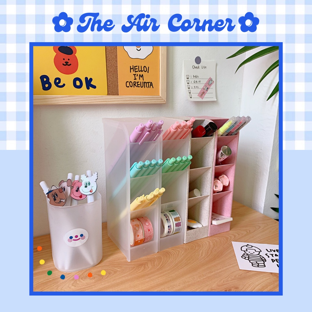 Kệ nhựa 4 tầng đựng bút mĩ phẩm washi tape hộp để bàn học trang trí tiện lợi nhiều màu sắc chia ngăn The Air Corner