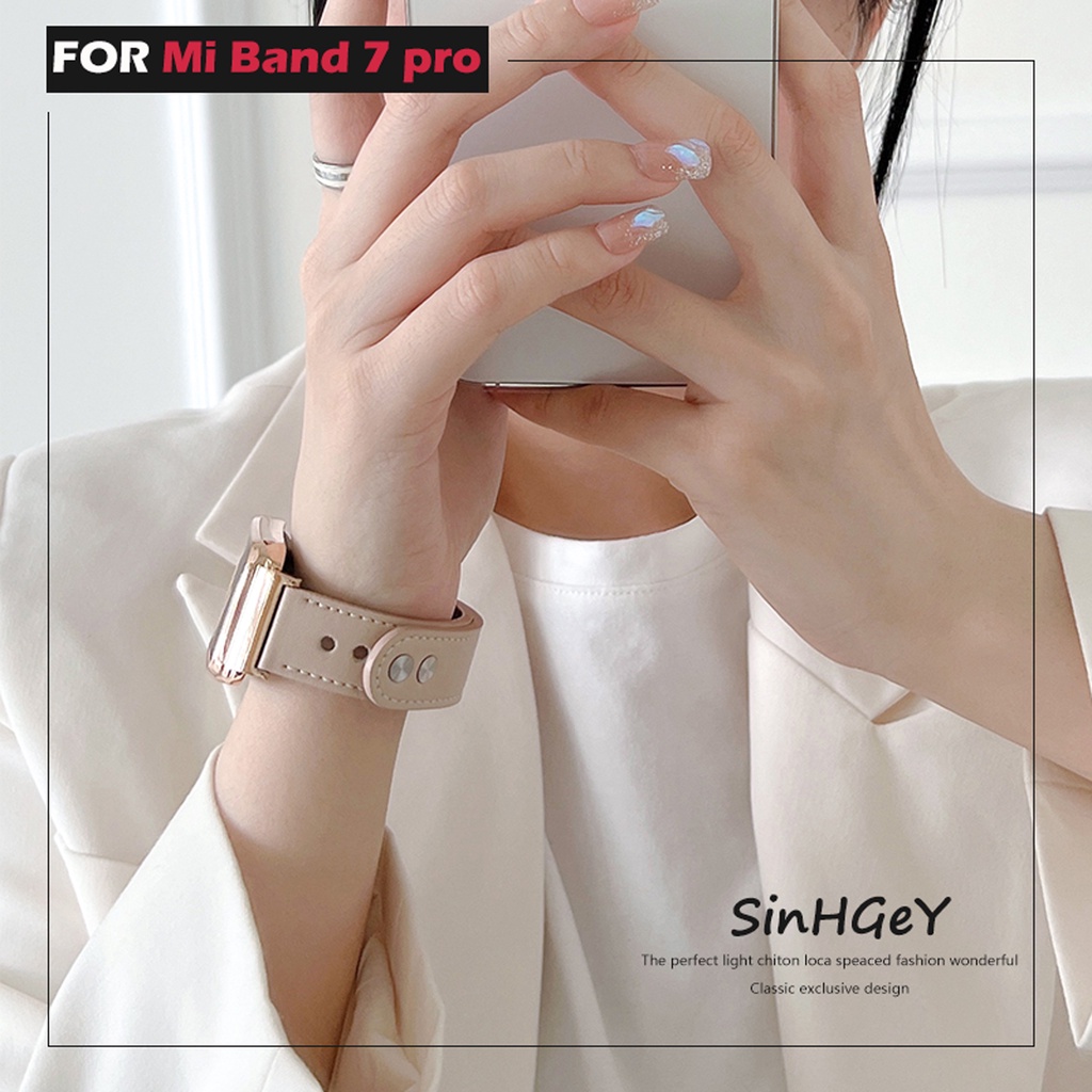 Dây Đeo Thay Thế Chất Liệu Da Bò Cho Xiaomi Mi band 7 Pro 7Pro
