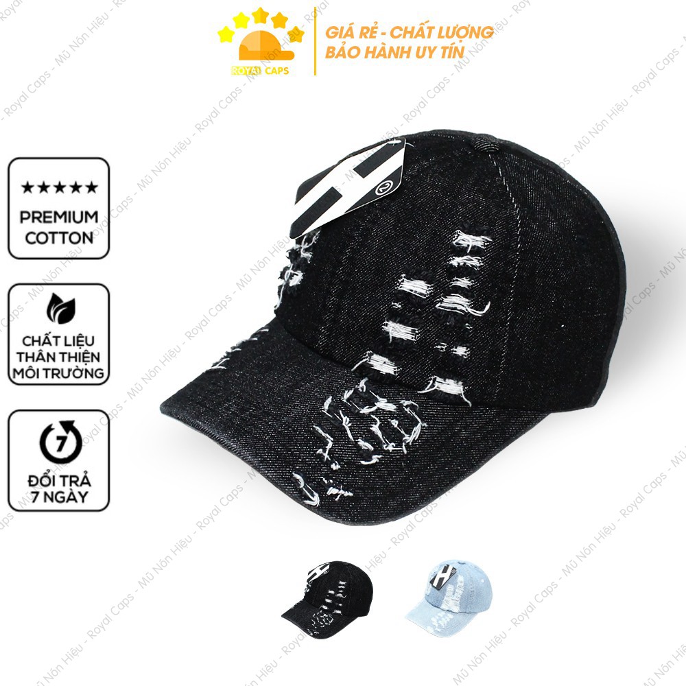 Mũ Lưỡi Trai Nón Lưỡi Trai Nam Nữ Jeans Đen Xanh Rách Vải Denim Nón Kết - Royal Caps