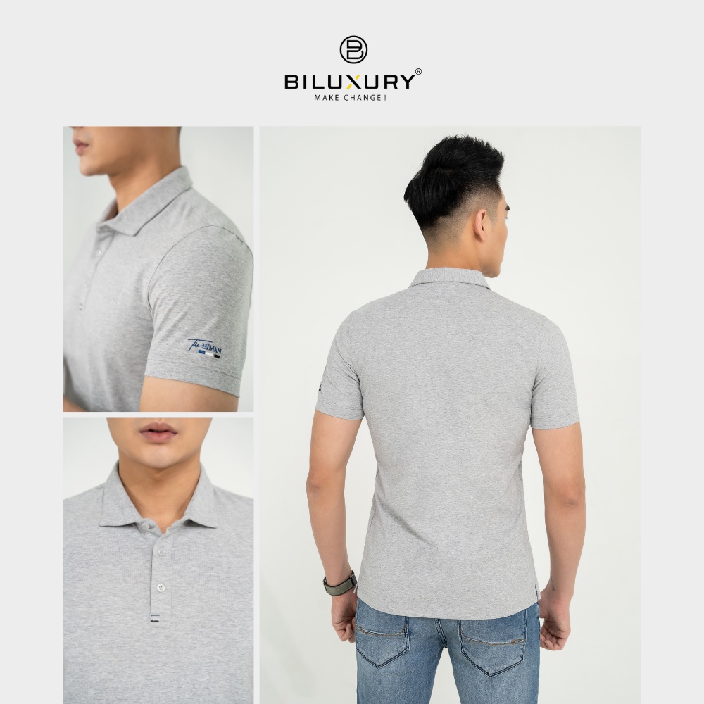 Áo polo nam Biman by Biluxury 5APCB001GHS thun có cổ công sở lịch lãm co giãn thoải mái vận động
