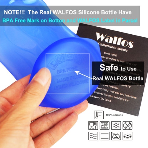 Bình nước thể thao WALFOS silicone gấp gọn lại được thiết kế sáng tạo 500ml