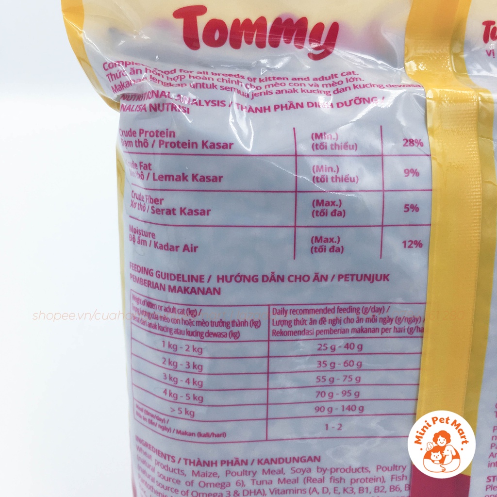 Thức ăn hạt cho mèo con và mèo trưởng thành TOMMY 500g - Vị cá ngừ