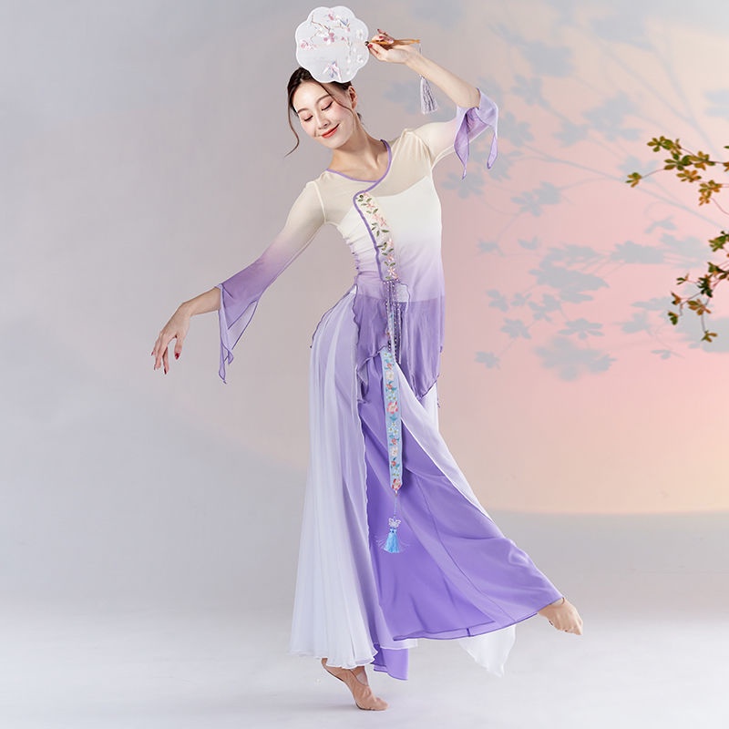 [M &amp; E] Trang Phục Sườn Xám Cách Tân Múa Bụng Cổ Điển Thêu Hoa Rhyme Màu Gradient Trung Quốc Thanh Lịch Cho Nữ &amp; - &amp;