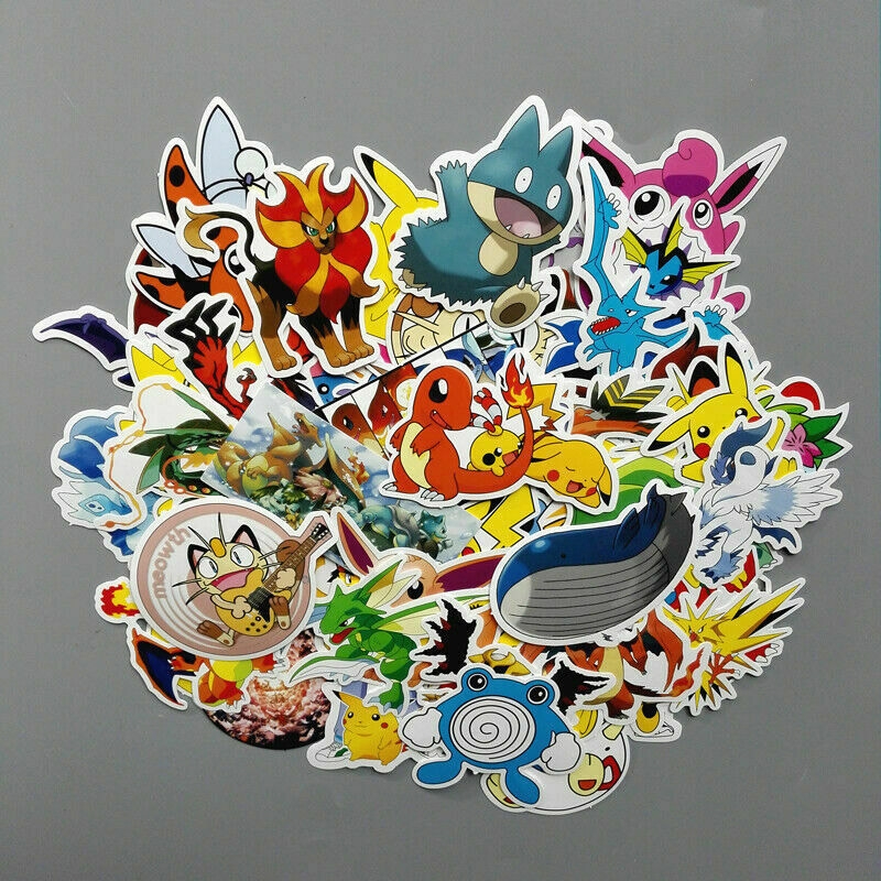 Bộ 60 miếng sticker hình hoạt hình Pokemon Go dán laptop , va li