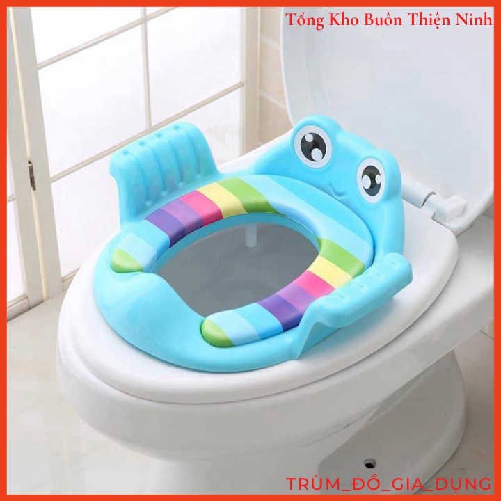 Bệt thu nhỏ bồn cầu có tay vịn cho bé hình chú ếch