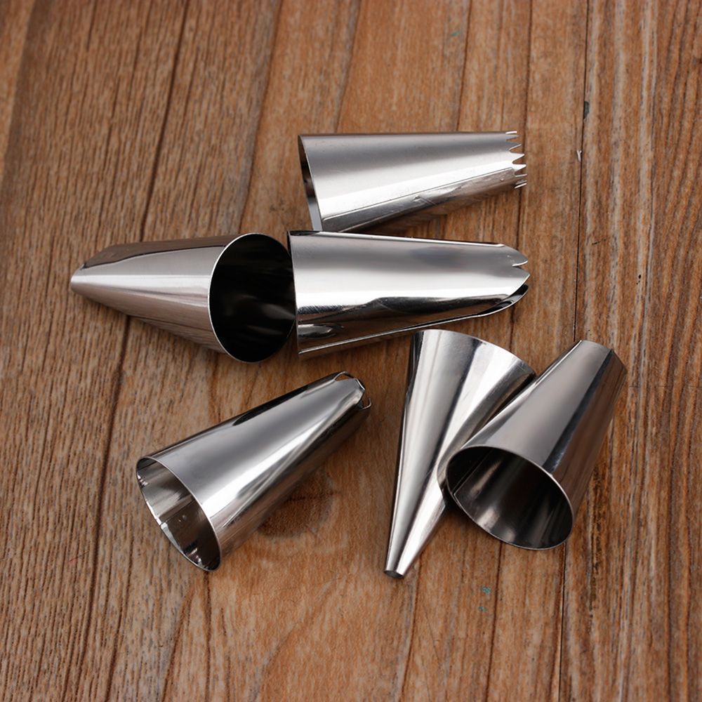 Set 8 dụng cụ gồm 6 đầu bắt bông kem túi bắt bông kem và đầu chuyển đổi thép không gỉ trang trí bánh kem cho nhà bếp