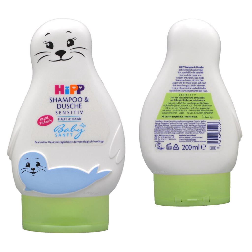 Sữa tắm gội cho bé HIPP Shampoo &amp; Dusche 200ml - Nội địa Đức cho trẻ sơ sinh