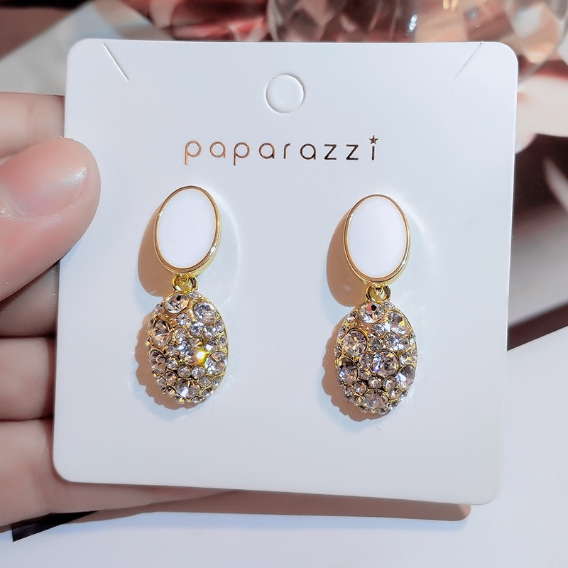 Khuyên tai JIUDUOLAN dạng kẹp/ xỏ bạc mặt tròn đính đá nhân tạo thời trang thanh lịch dành cho nữ