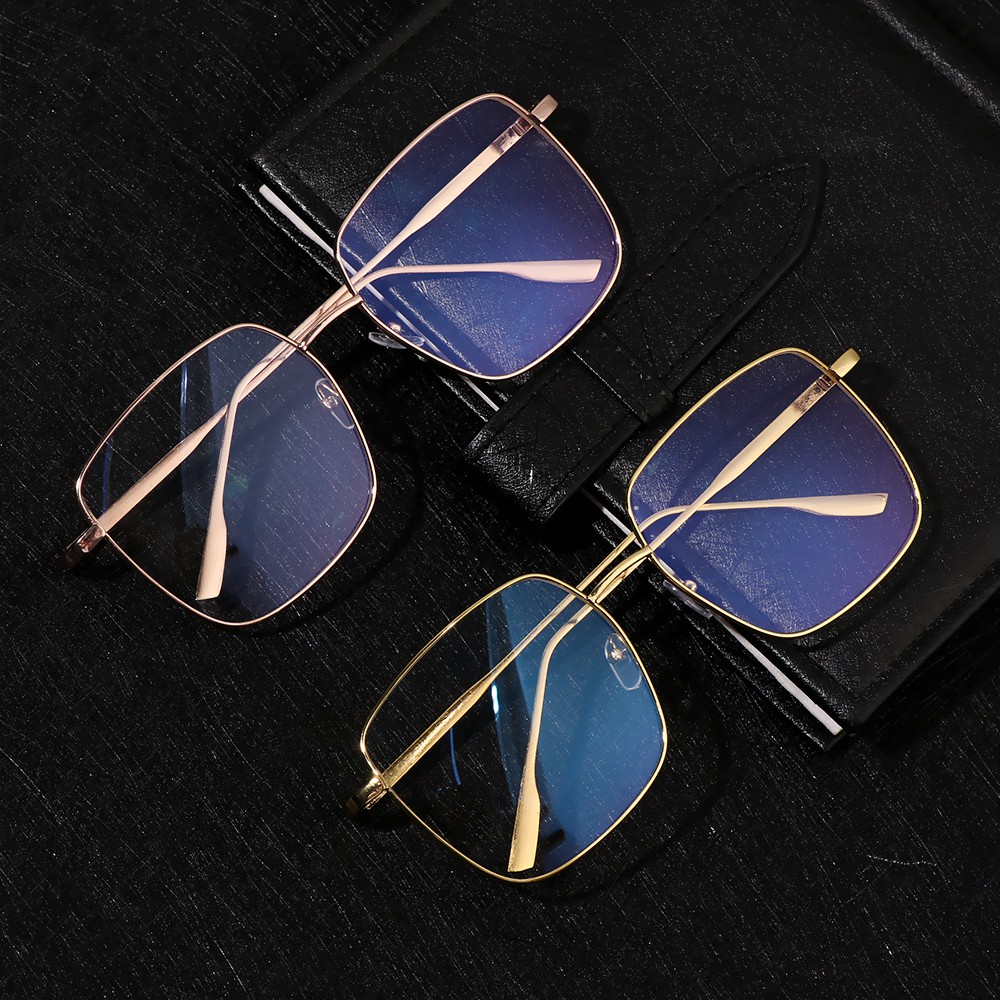 Mắt kính chống ánh sáng xanh gọng kim loại hình vuông thời trang cho nam và nữ