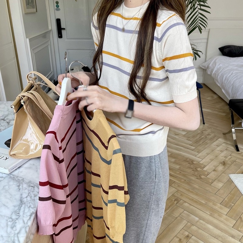 Áo Thun Ngắn Tay Thời Trang Mùa Hè Hàn Quốc Cho Nữ