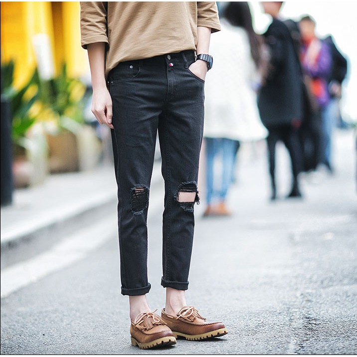 Quần rách nam đen rách gối kiểu đẹp (113) | BigBuy360 - bigbuy360.vn