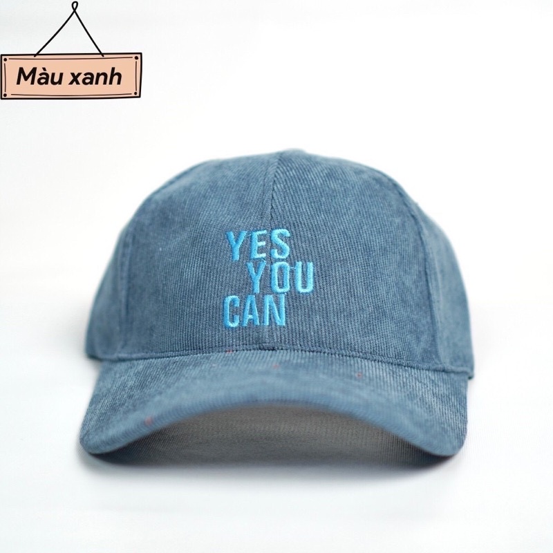 Nón kết nhung gân Yes you can nhiều màu siêu đẹp nam nữ