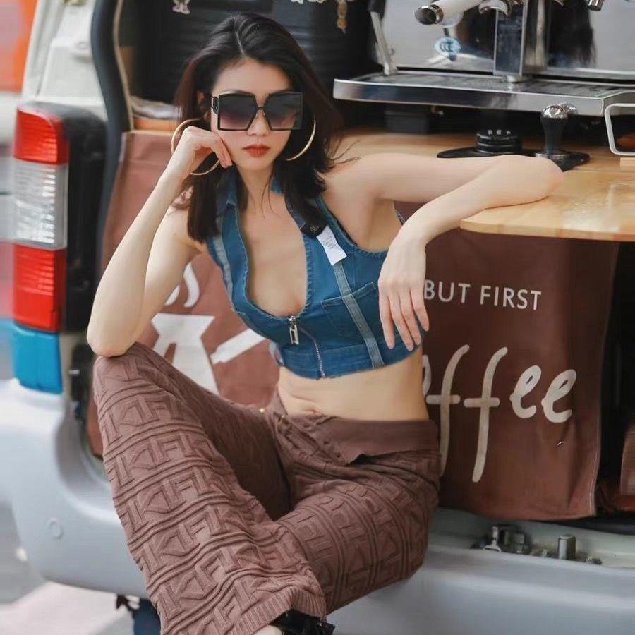 Áo Denim Không Tay Thời Trang Quyến Rũ Cho Nữ