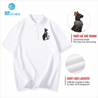 Áo POLO nam HP Boutique vải trơn chất vải cá sấu Cotton chuẩn form hoạ tiết trước ngực hình Mèo Ai Cập lịch sự đẳng cấp