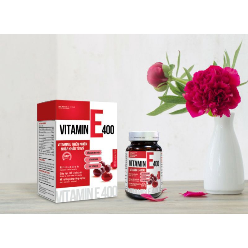 Vitamin E đỏ 400mg Lọ thủy tinh (mẫu mới) Thành phần nhập khẩu từ Mỹ