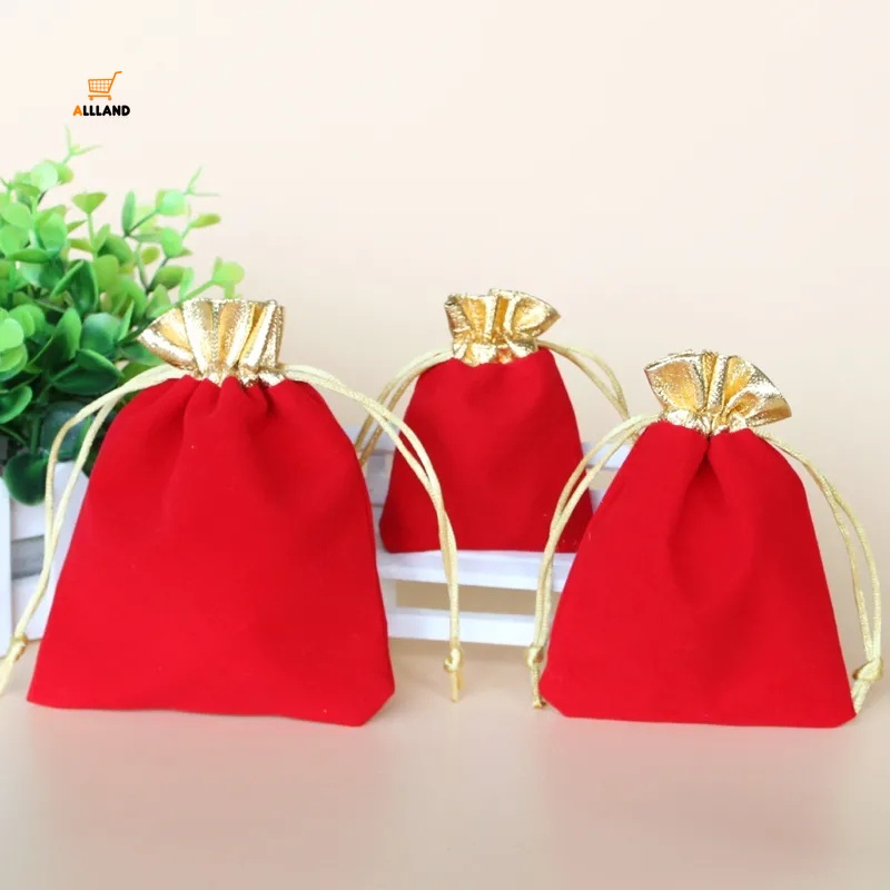 Túi đựng trang sức bằng nhung đỏ mừng năm mới