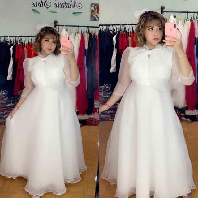 Đầm công chúa cổ thắt nơ - hàng thiết kế
