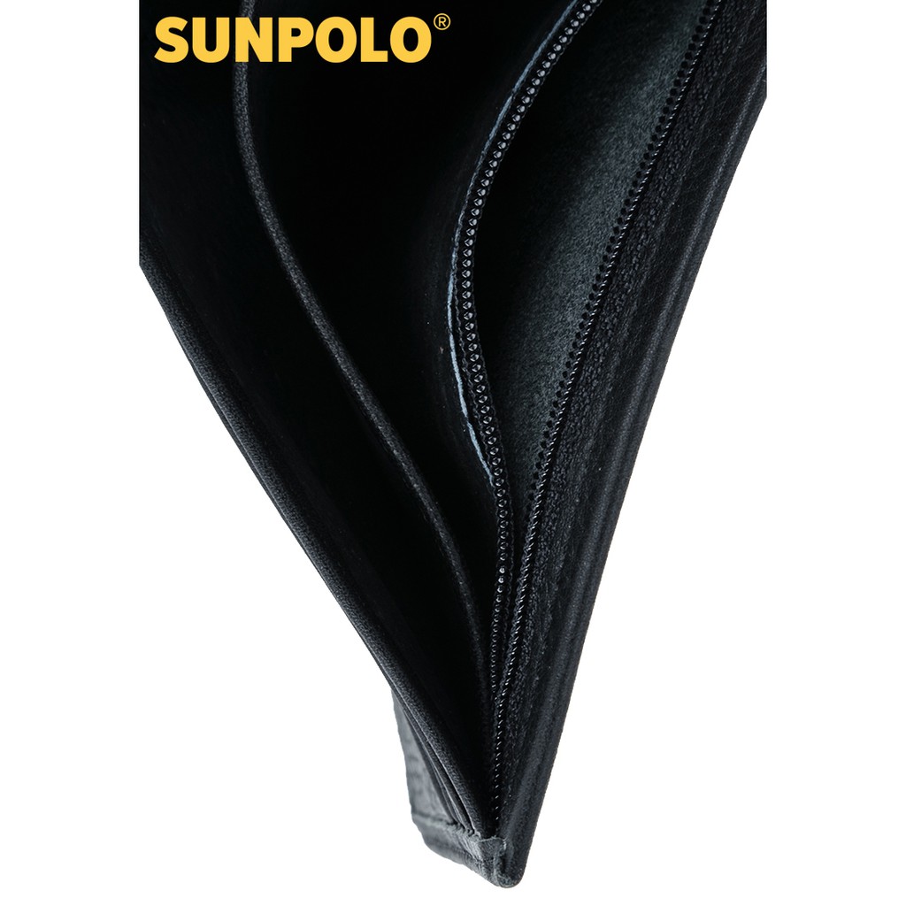 Bóp Ví Nam Da Bò SUNPOLO Đen Nâu - WS01DN